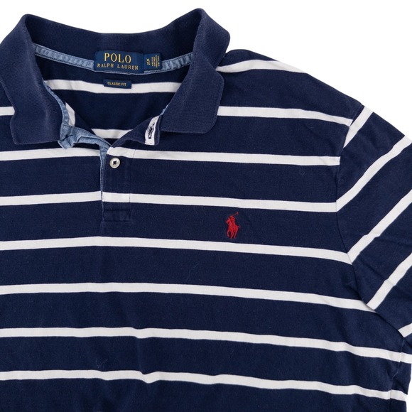 Ralph Lauren Other - Polo Ralph Lauren Men's XL Navy Blue White Stripe Short Sleeve Polo Shirt Pony